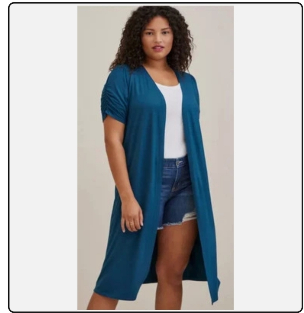 Torrid Fit N Flare Duster Cardigan Teal Blue 5X